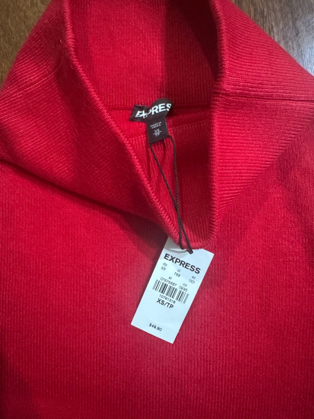 Express Red Ribbed Midi Pencil Skirt Size XS NWT - Picture 4 of 4